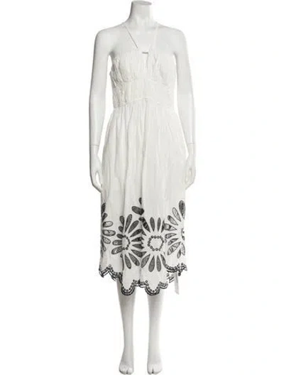 Pre-owned Ulla Johnson Halterneck Midi Length Dress In White