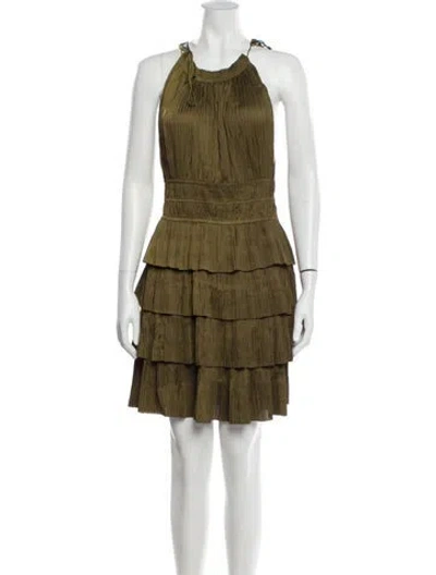 Pre-owned Ulla Johnson Halterneck Mini Dress W/ Tags In Green