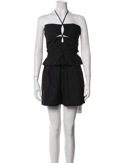 Pre-owned Ulla Johnson Halterneck Romper In Black
