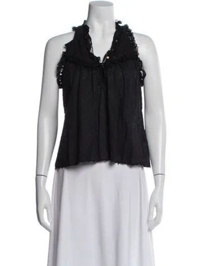 Pre-owned Ulla Johnson Halterneck Sleeveless Blouse In Black