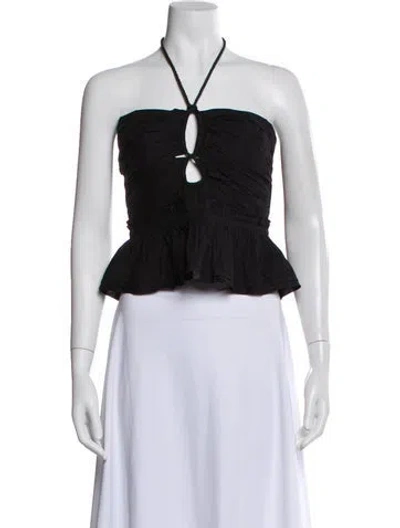 Pre-owned Ulla Johnson Halterneck Sleeveless Crop Top In Black