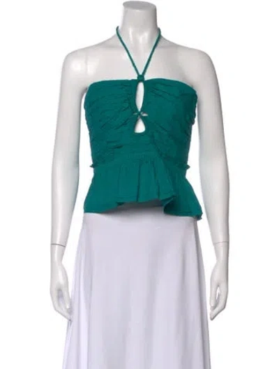 Pre-owned Ulla Johnson Halterneck Sleeveless Crop Top In Blue