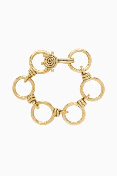 Ulla Johnson Hammered Circle Chain Bracelet In Brass