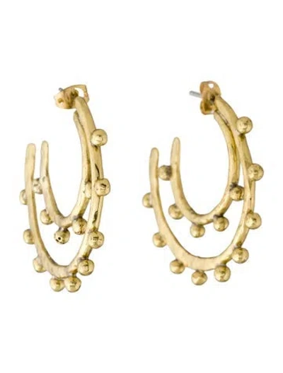 Pre-owned Ulla Johnson Hammered Textured Hoop Earring In Multicolor