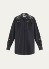 Ulla Johnson Harden Openwork Embroidery Cotton And Silk Tunic Shirt In Noir