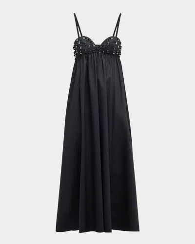 Ulla Johnson Harlan Beaded Empire-waist Dress In Black