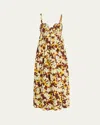 Ulla Johnson Harlan Embellished Printed Cotton-poplin Midi Dress In Acacia