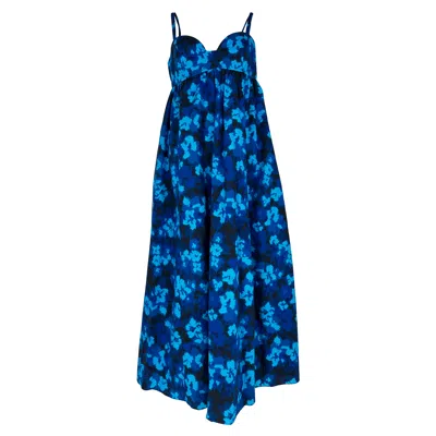 Pre-owned Ulla Johnson Harlan Floral-print Midi Dress In Blue Cotton