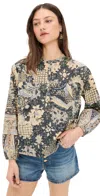 Ulla Johnson Harlowe Floral Long Sleeve Cotton Blend Top In Bellflower