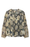 Ulla Johnson Harlowe Floral Long Sleeve Cotton Blend Top In Bellflower