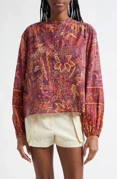 Ulla Johnson Harlowe Floral Long Sleeve Cotton Blend Top In Multi