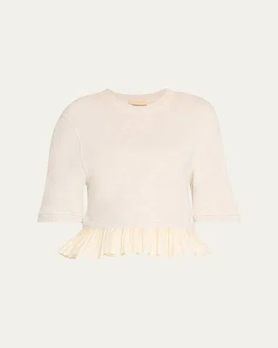 Ulla Johnson Harper Knit Peplum Top In Cowrie