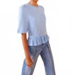 Ulla Johnson Harper Knit Peplum Top In Bluebelle In Multi