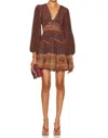 Ulla Johnson Hayana Printed Tiered Silk Crepe De Chine Mini Dress In Blue