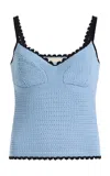 Ulla Johnson Helaine Cropped Knit Cotton Cami Top In Blue