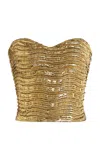 Ulla Johnson Heleen Metallic Cropped Strapless Top In Gold