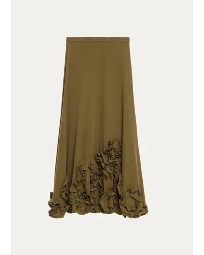 Ulla Johnson Heloise Jersey Wool Midi Skirt In Loden