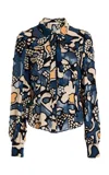 Ulla Johnson Hera Devoré Chiffon Shirt In Blue