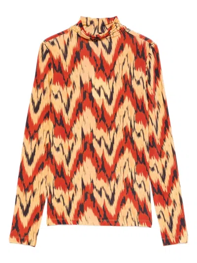 ULLA JOHNSON HIGH-NECK PATTERNED T-SHIRT