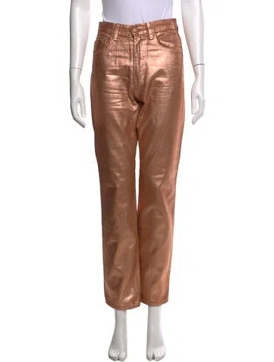 Pre-owned Ulla Johnson High-rise Straight Leg Jeans In Brown