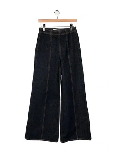 Pre-owned Ulla Johnson High-rise Wide Leg Jeans In Black