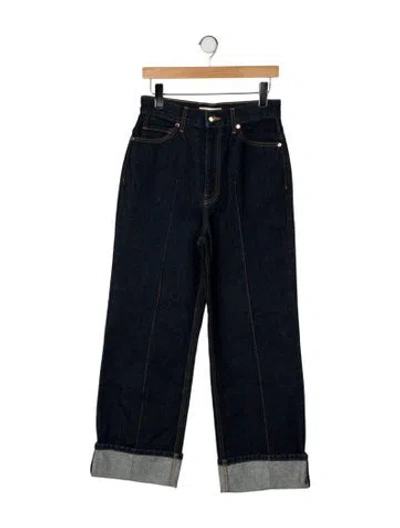 Pre-owned Ulla Johnson High-rise Wide Leg Jeans In Black