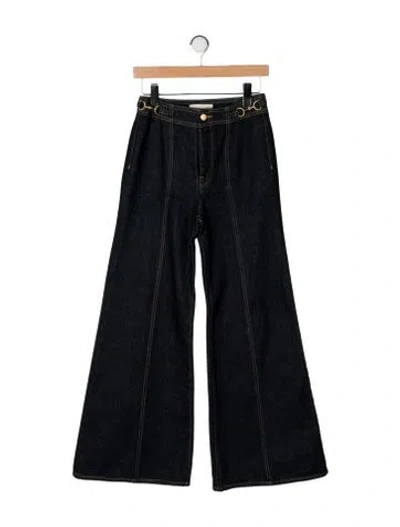 Pre-owned Ulla Johnson High-rise Wide Leg Jeans In Black