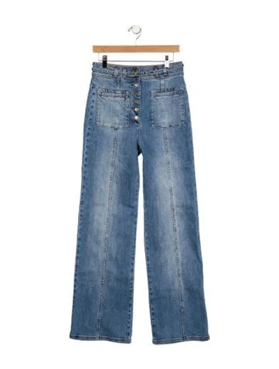 Pre-owned Ulla Johnson High-rise Wide Leg Jeans In Blue