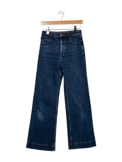 Pre-owned Ulla Johnson High-rise Wide Leg Jeans In Blue