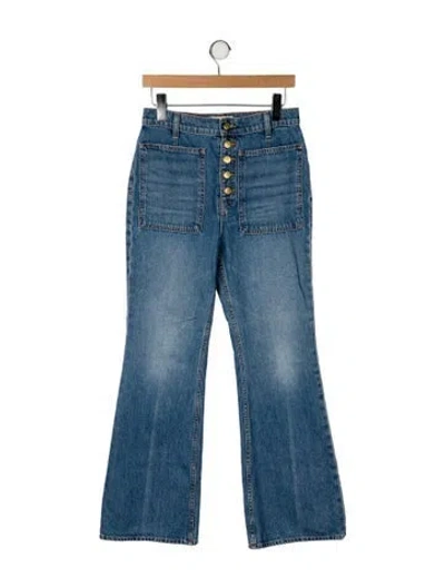 Pre-owned Ulla Johnson High-rise Wide Leg Jeans In Blue