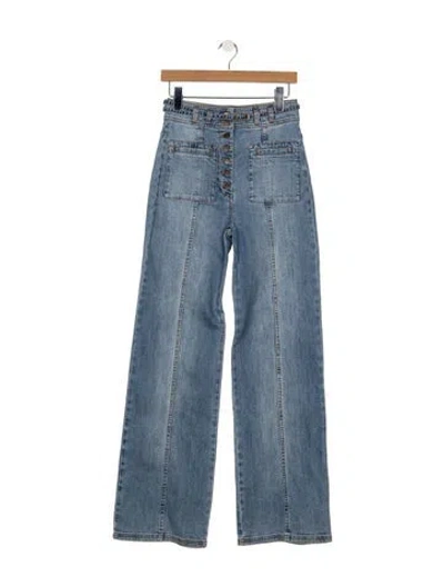 Pre-owned Ulla Johnson High-rise Wide Leg Jeans In Blue