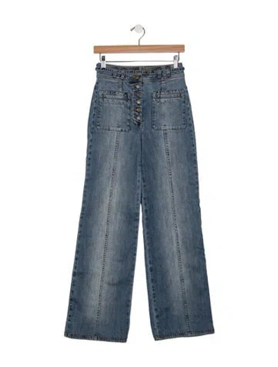 Pre-owned Ulla Johnson High-rise Wide Leg Jeans In Blue