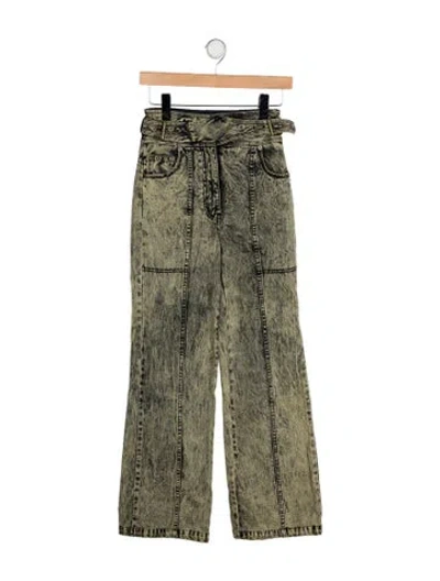 Pre-owned Ulla Johnson High-rise Wide Leg Jeans In Green