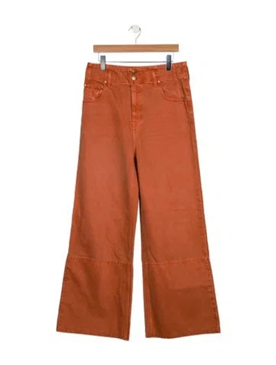 Pre-owned Ulla Johnson High-rise Wide Leg Jeans In Orange