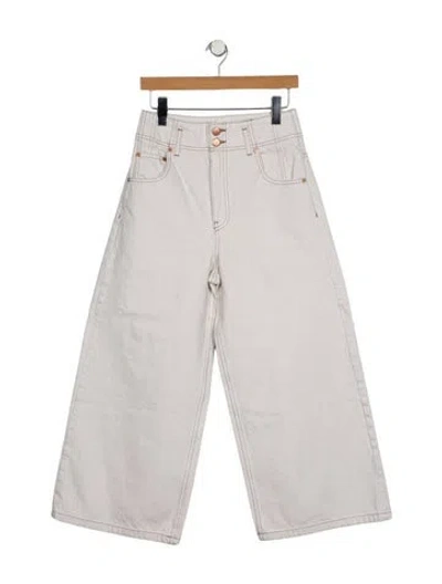Pre-owned Ulla Johnson High-rise Wide Leg Jeans In White
