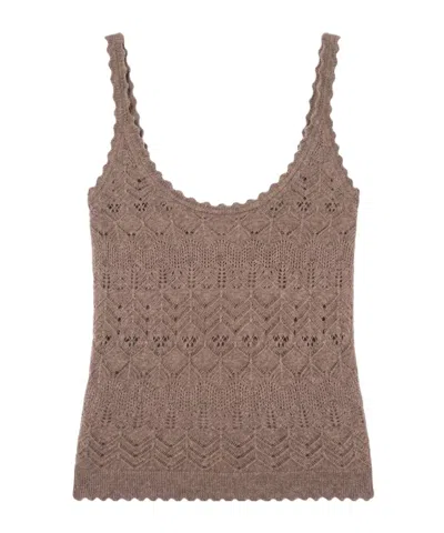 Ulla Johnson Brielle Scalloped Pointelle-knit Cashmere Tank In Neutral