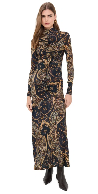 Ulla Johnson Ida Long Sleeve Jersey Dress Twilight Paisley In Transparent
