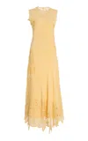 Ulla Johnson Idra Embroidered Silk Crepe De Chine Maxi Dress In Yellow