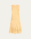 Ulla Johnson Idra Embroidered Silk Crepe De Chine Maxi Dress In Yellow