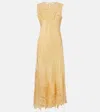 Ulla Johnson Idra Embroidered Silk Crepe De Chine Maxi Dress In Yellow