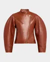 Ulla Johnson Ilaria Cropped Leather Jacket In Brown