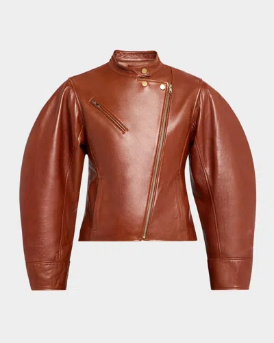 ULLA JOHNSON ILARIA CROPPED LEATHER JACKET