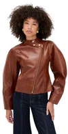 Ulla Johnson Ilaria Leather Jacket Wenge In Brown
