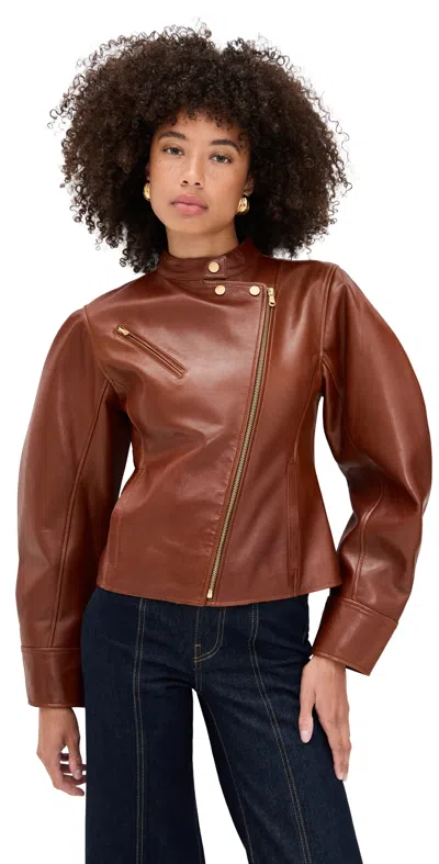 Ulla Johnson Ilaria Leather Jacket Wenge In Brown