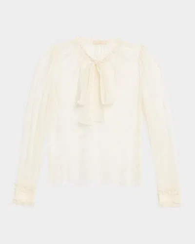 Ulla Johnson Iliana Lace Neck-tie Blouse
