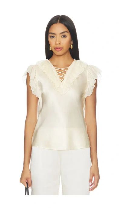 Ulla Johnson Ilyana Sleeveless Silk Top With Lace Up In Neutral