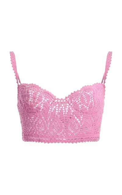 Ulla Johnson Imani Cropped Knit Cotton Cami Top In Pink