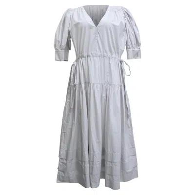 Ulla Johnson Imani Gathered Washed Midi Dress In White Cotton