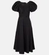 Ulla Johnson Imara Gathered Cotton-poplin Midi Dress In Black