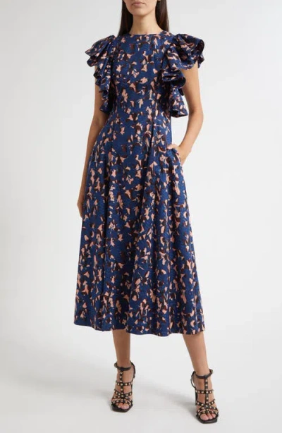 Ulla Johnson Imara Flutter Sleeve Midi Dress In Multi